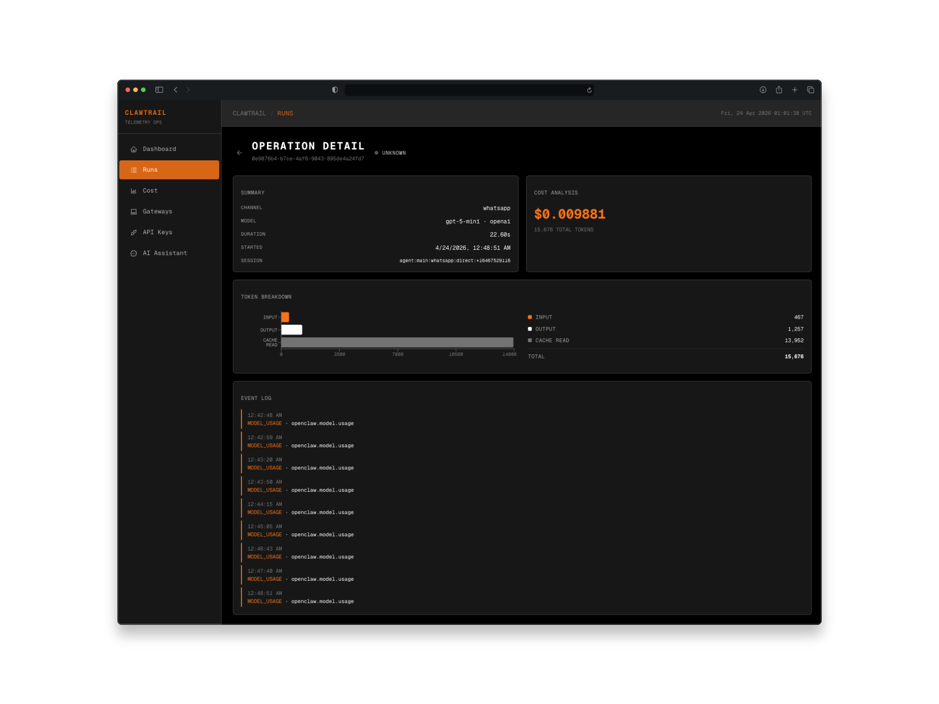 Clawtrail — OpenClaw run features overview